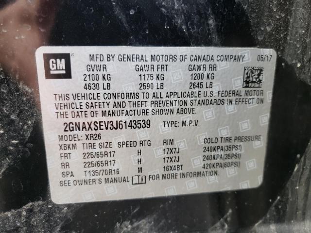 Photo 10 from auction – 2018 CHEVROLET EQUINOX LT with VIN 2GNAXSEV3J6143539