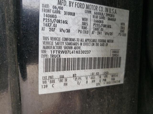 Photo 10 from auction – 2001 FORD F150 SUPER with VIN 1FTRW07L41KE30237