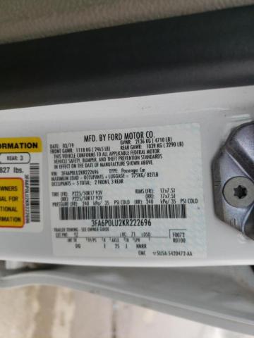 Photo 10 from auction – 2019 FORD FUSION SE with VIN 3FA6P0LU2KR222696