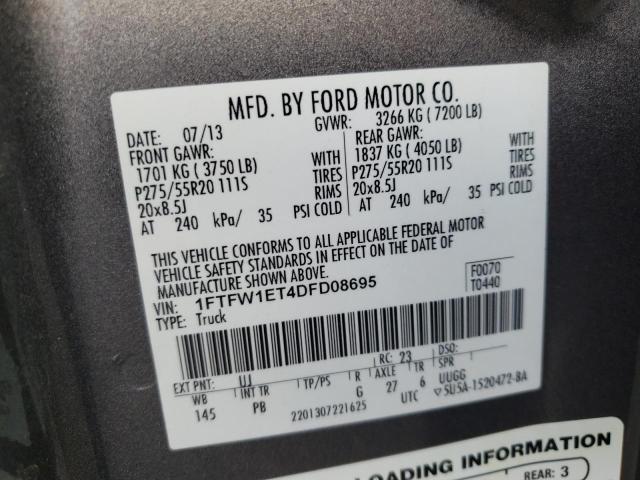 Photo 10 from auction – 2013 FORD F150 SUPER with VIN 1FTFW1ET4DFD08695