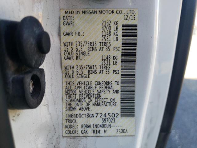 Photo 10 from auction – 2016 NISSAN FRONTIER S with VIN 1N6BD0CT8GN724502