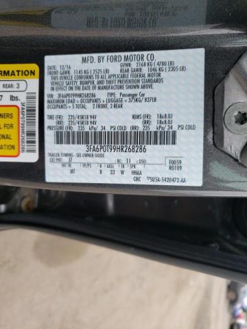 Photo 10 from auction – 2017 FORD FUSION SE with VIN 3FA6P0T99HR268286