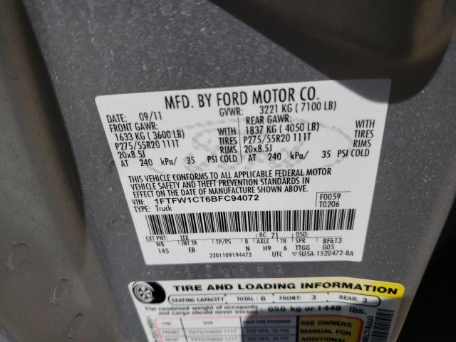 Photo 10 from auction – 2011 FORD F150 SUPER with VIN 1FTFW1CT6BFC94072
