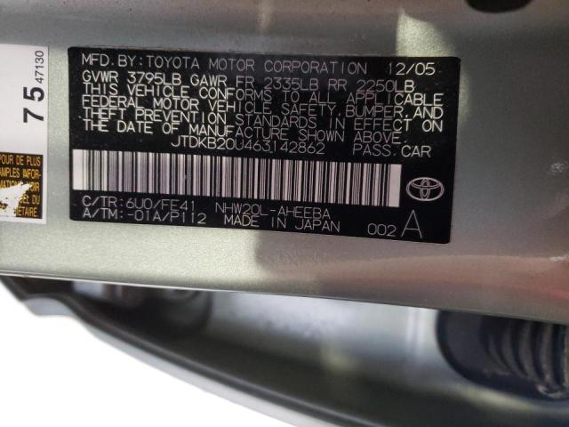 Photo 10 from auction – 2006 TOYOTA PRIUS with VIN JTDKB20U463142862
