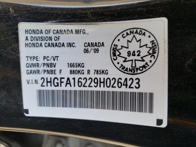 Photo 10 from auction – 2009 HONDA CIVIC DX with VIN 2HGFA16229H026423