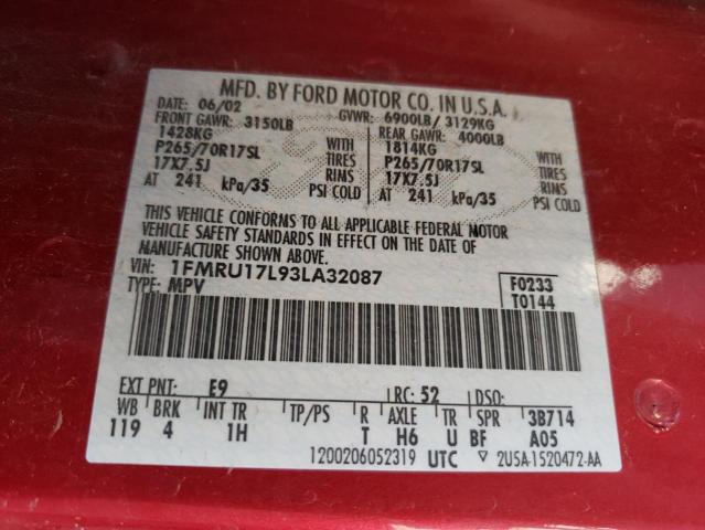 Photo 10 from auction – 2003 FORD EXPEDITION with VIN 1FMRU17L93LA32087