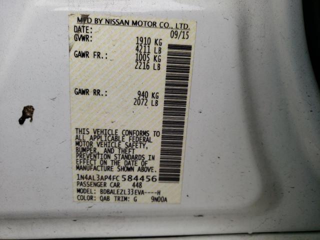 Photo 10 from auction – 2015 NISSAN ALTIMA 2.5 with VIN 1N4AL3AP4FC584456