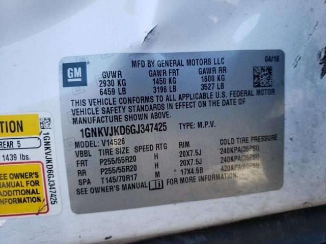 Photo 10 from auction – 2016 CHEVROLET TRAVERSE L with VIN 1GNKVJKD6GJ347425