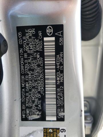 Photo 10 from auction – 2005 TOYOTA PRIUS with VIN JTDKB20U357014359