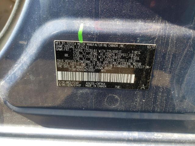Photo 10 from auction – 2012 TOYOTA RAV4 with VIN 2T3BF4DV4CW259997