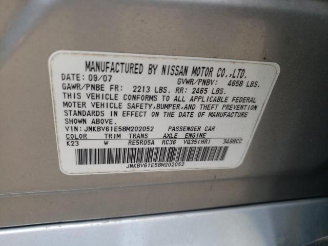 Photo 10 from auction – 2008 INFINITI G35 with VIN JNKBV61E58M202052