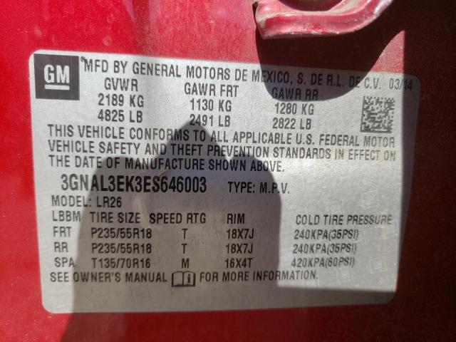 Photo 10 from auction – 2014 CHEVROLET CAPTIVA LT with VIN 3GNAL3EK3ES646003