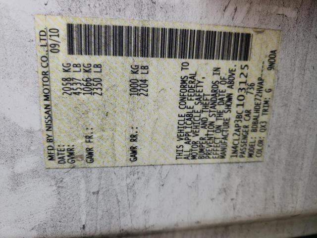 Photo 10 from auction – 2011 NISSAN ALTIMA HYB with VIN 1N4CL2AP3BC103125