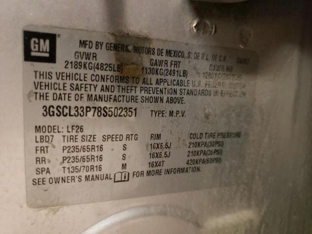Photo 10 from auction – 2008 SATURN VUE XE with VIN 3GSCL33P78S502351