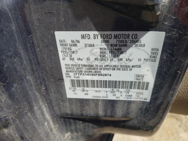 Photo 10 from auction – 2006 FORD F150 with VIN 1FTPX14V86FB62874
