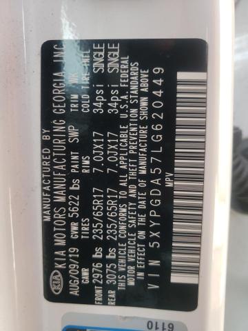 Photo 10 from auction – 2020 KIA SORENTO S with VIN 5XYPGDA57LG620449