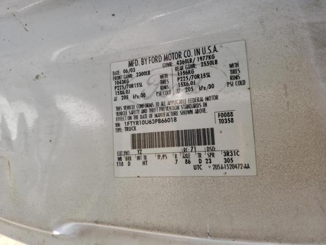Photo 10 from auction – 2003 FORD RANGER with VIN 1FTYR10U63PB66018
