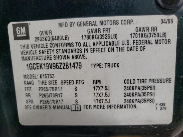 Photo 10 from auction – 2006 CHEVROLET SILVERADO with VIN 1GCEK19V96Z281479