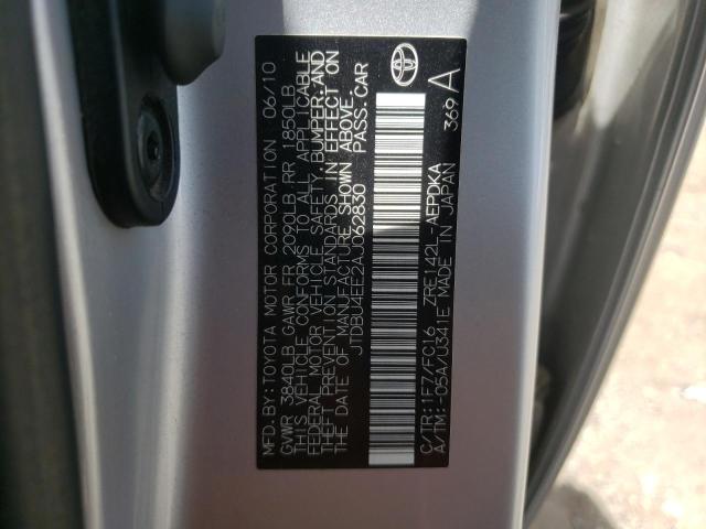 Photo 10 from auction – 2010 TOYOTA COROLLA BA with VIN JTDBU4EE2AJ062830