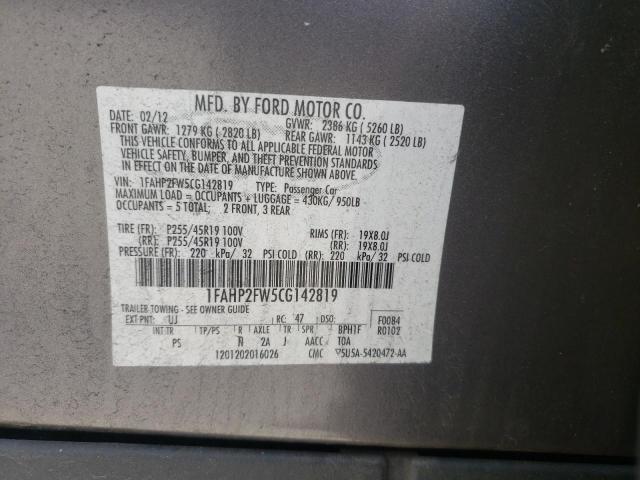 Photo 10 from auction – 2012 FORD TAURUS LIM with VIN 1FAHP2FW5CG142819