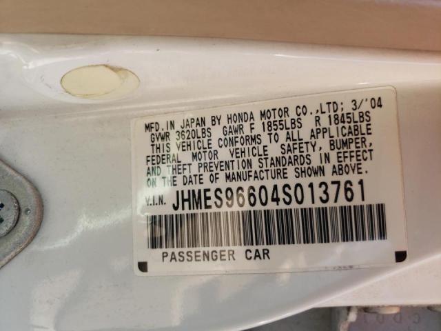 Photo 10 from auction – 2004 HONDA CIVIC HYBR with VIN JHMES96604S013761