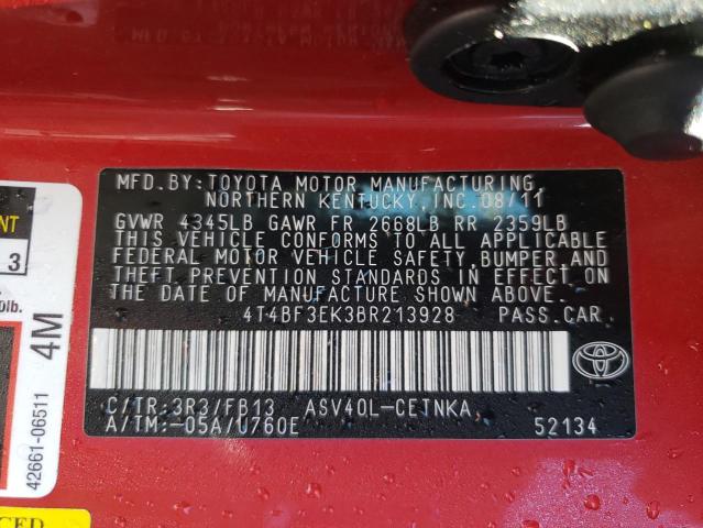 Photo 10 from auction – 2011 TOYOTA CAMRY BASE with VIN 4T4BF3EK3BR213928