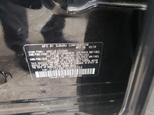 Photo 10 from auction – 2019 SUBARU FORESTER T with VIN JF2SKAWC3KH506244
