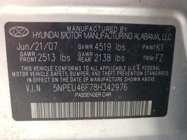 Photo 10 from auction – 2008 HYUNDAI SONATA SE with VIN 5NPEU46F78H342976