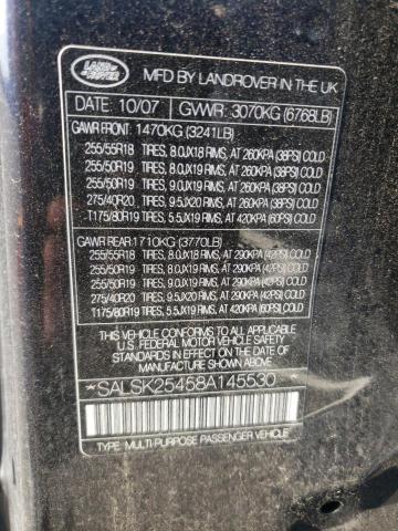 Photo 10 from auction – 2008 LAND ROVER RANGE ROVE with VIN SALSK25458A145530