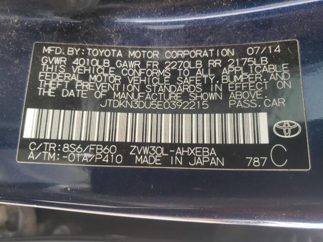 Photo 10 from auction – 2014 TOYOTA PRIUS with VIN JTDKN3DU5E0392215