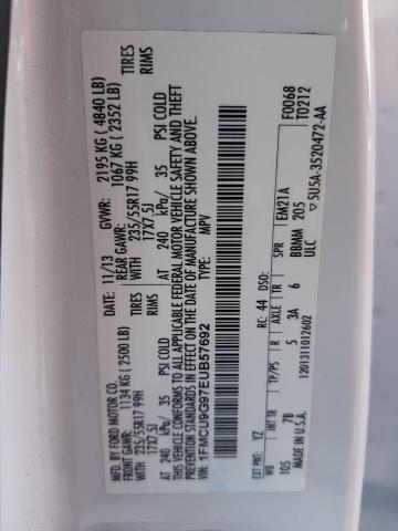 Photo 10 from auction – 2014 FORD ESCAPE SE with VIN 1FMCU9G97EUB57692