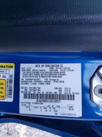 Photo 10 from auction – 2020 FORD FUSION SE with VIN 3FA6P0HD1LR142977