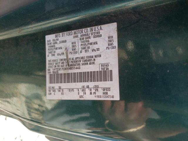 Photo 10 from auction – 2000 FORD F150 with VIN 1FTZX172XYNB51443