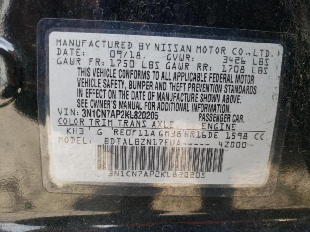 Photo 10 from auction – 2019 NISSAN VERSA S with VIN 3N1CN7AP2KL820205