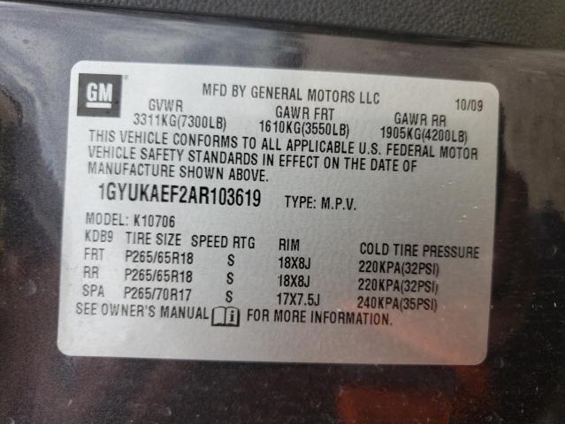 Photo 10 from auction – 2010 CADILLAC ESCALADE with VIN 1GYUKAEF2AR103619
