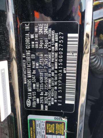 Photo 10 from auction – 2016 KIA SORENTO EX with VIN 5XYPHDA15GG027527