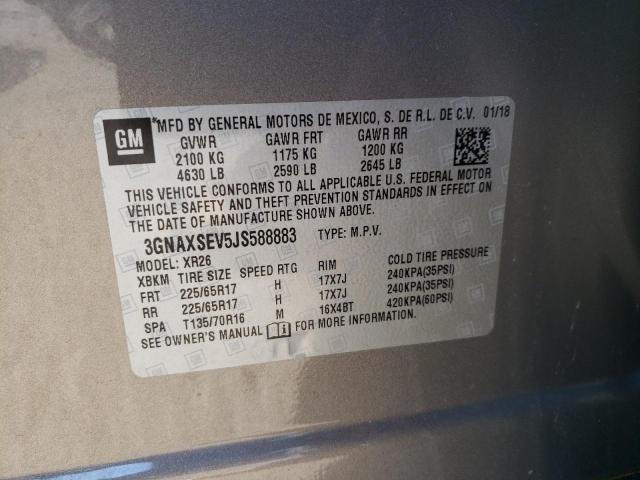 Photo 10 from auction – 2018 CHEVROLET EQUINOX with VIN 3GNAXSEV5JS588883