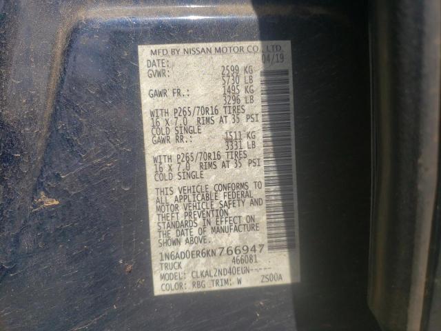 Photo 10 from auction – 2019 NISSAN FRONTIER S with VIN 1N6AD0ER6KN766947