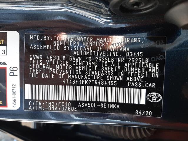 Photo 10 from auction – 2015 TOYOTA CAMRY LE with VIN 4T4BF1FK2FR484195