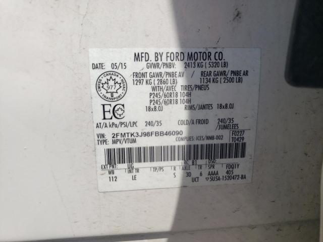 Photo 10 from auction – 2015 FORD EDGE SEL with VIN 2FMTK3J98FBB46090