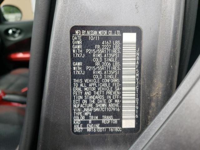 Photo 10 from auction – 2012 NISSAN JUKE S with VIN JN8AF5MV7CT107916
