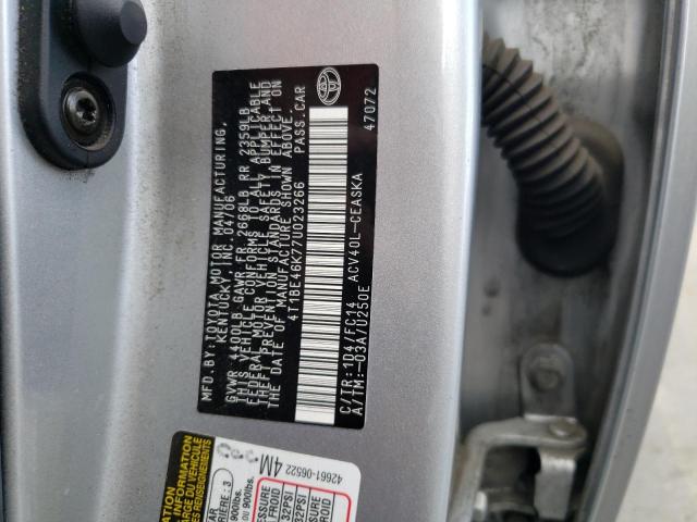 Photo 10 from auction – 2007 TOYOTA CAMRY CE with VIN 4T1BE46K77U023266