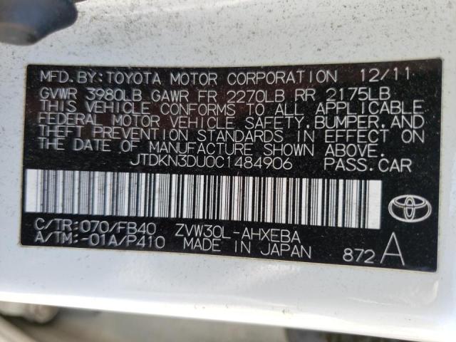 Photo 10 from auction – 2012 TOYOTA PRIUS with VIN JTDKN3DU0C1484906