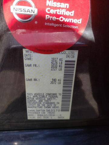 Photo 10 from auction – 2016 NISSAN ALTIMA 2.5 with VIN 1N4AL3AP7GN363570