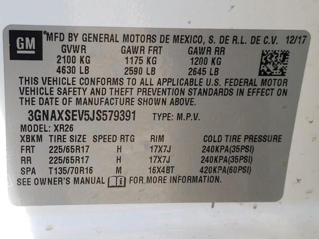 Photo 10 from auction – 2018 CHEVROLET EQUINOX LT with VIN 3GNAXSEV5JS579391