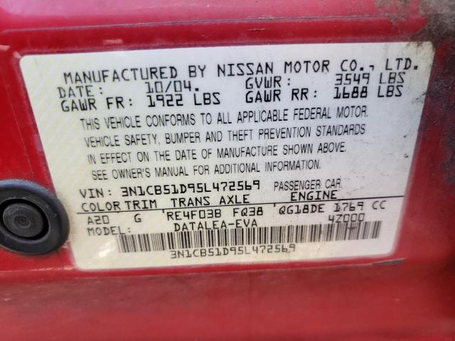 Photo 10 from auction – 2005 NISSAN SENTRA with VIN 3N1CB51D95L472569