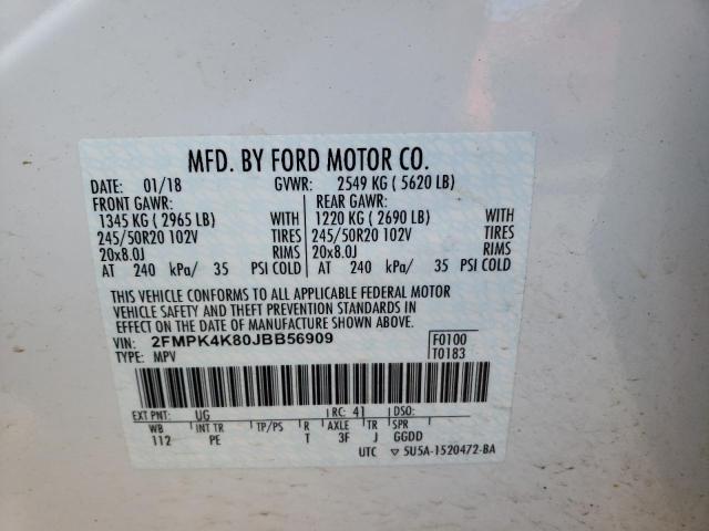 Photo 10 from auction – 2018 FORD EDGE TITAN with VIN 2FMPK4K80JBB56909
