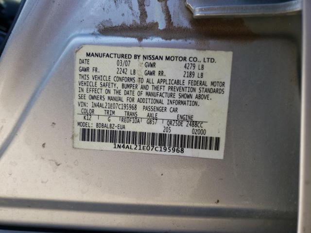 Photo 10 from auction – 2007 NISSAN ALTIMA 2.5 with VIN 1N4AL21E07C195968