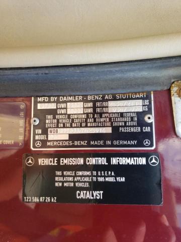 Photo 10 from auction – 1985 MERCEDES-BENZ 380 SL with VIN WDBBA45C8FA023916