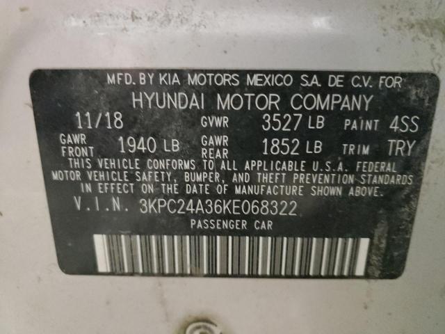 Photo 10 from auction – 2019 HYUNDAI ACCENT SE with VIN 3KPC24A36KE068322